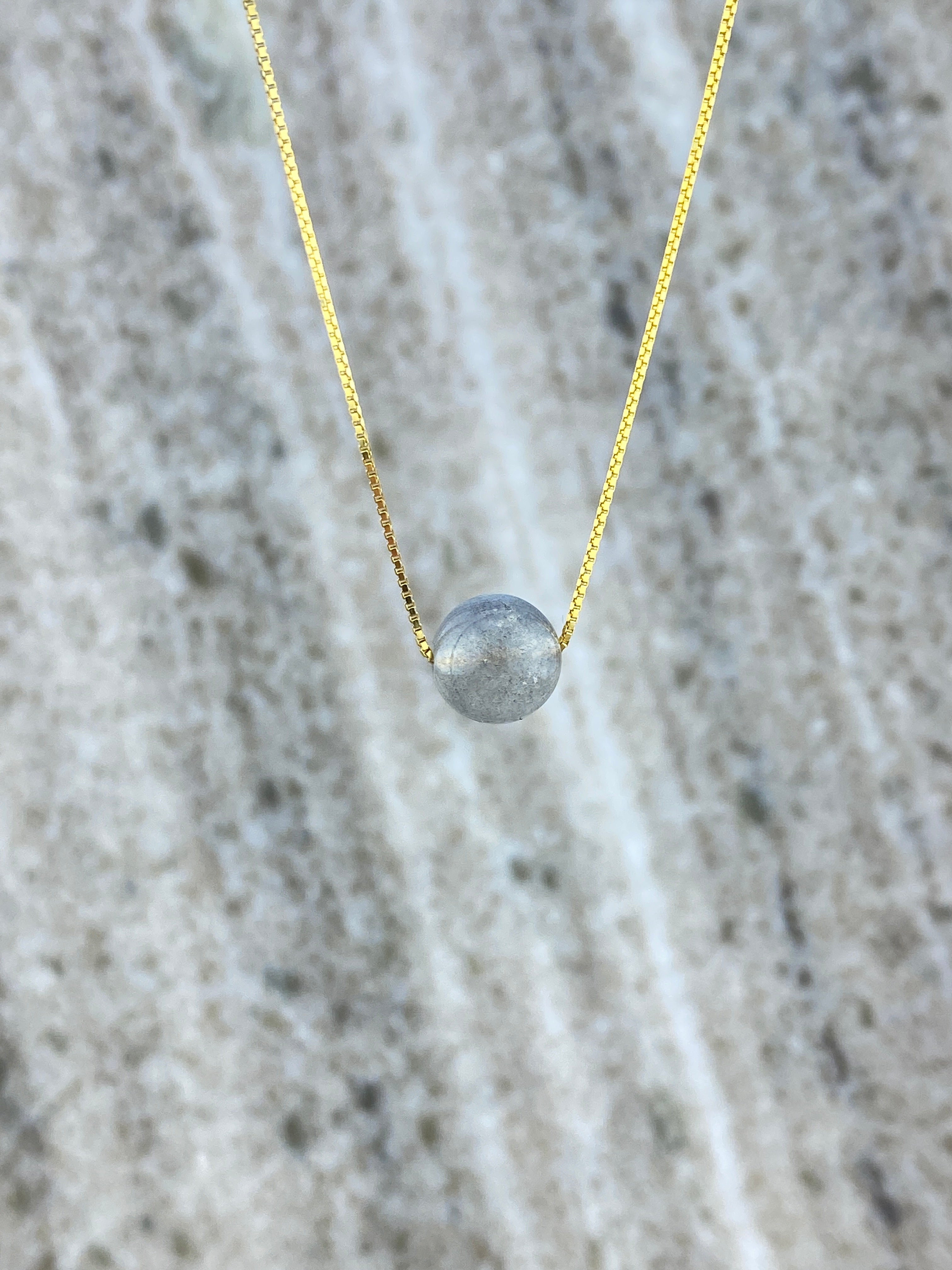Labradorit Halskæde M. Rund Krystal