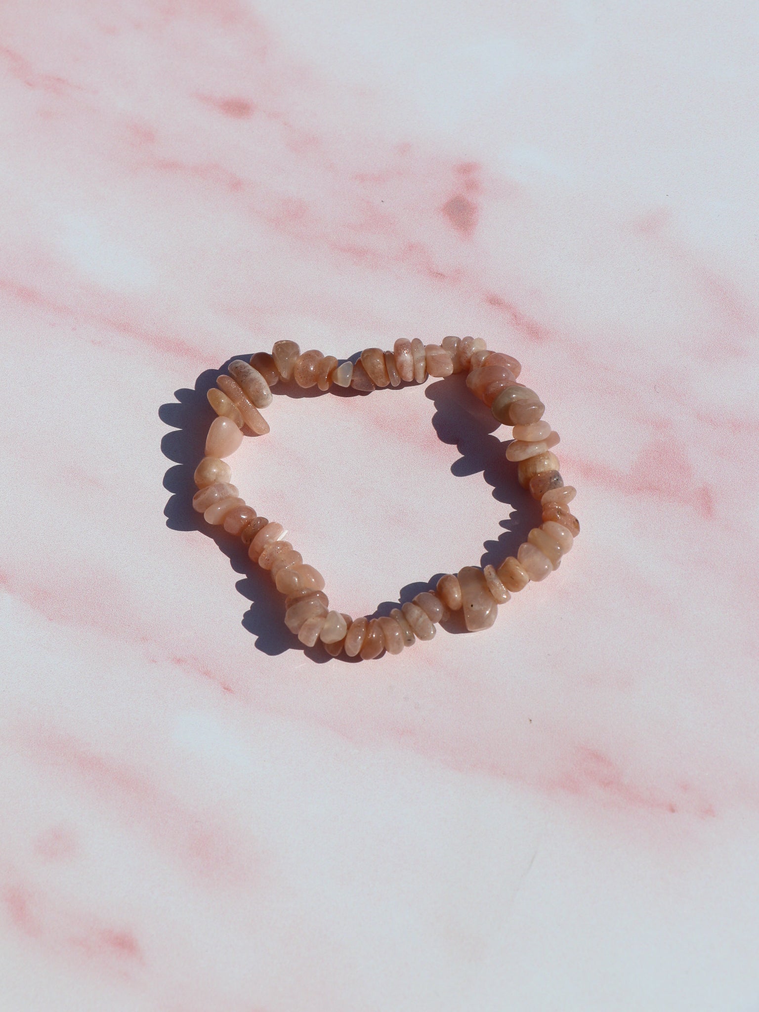 Pink Månesten Chip Armbånd