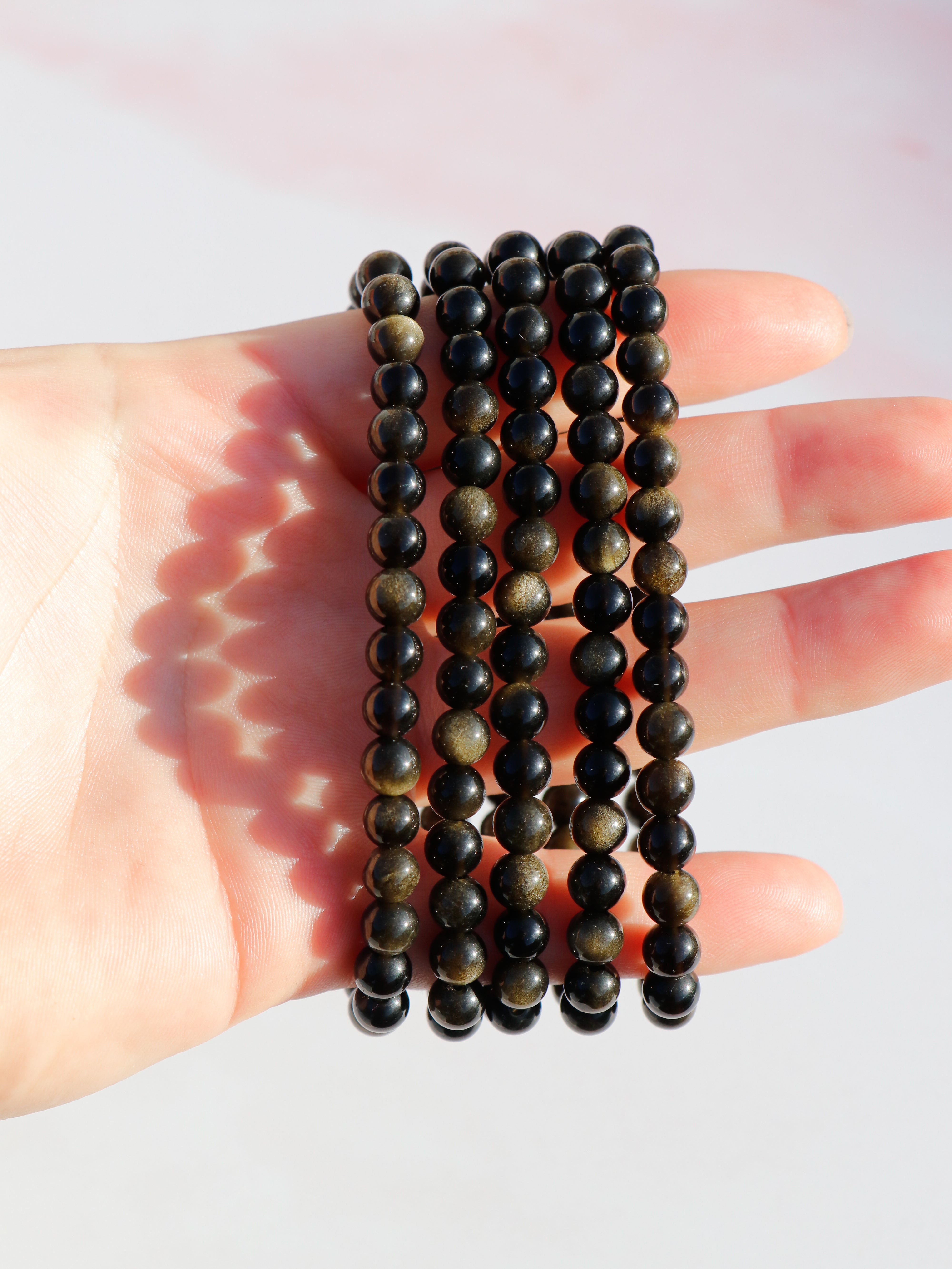 Golden Sheen Obsidian Armbånd