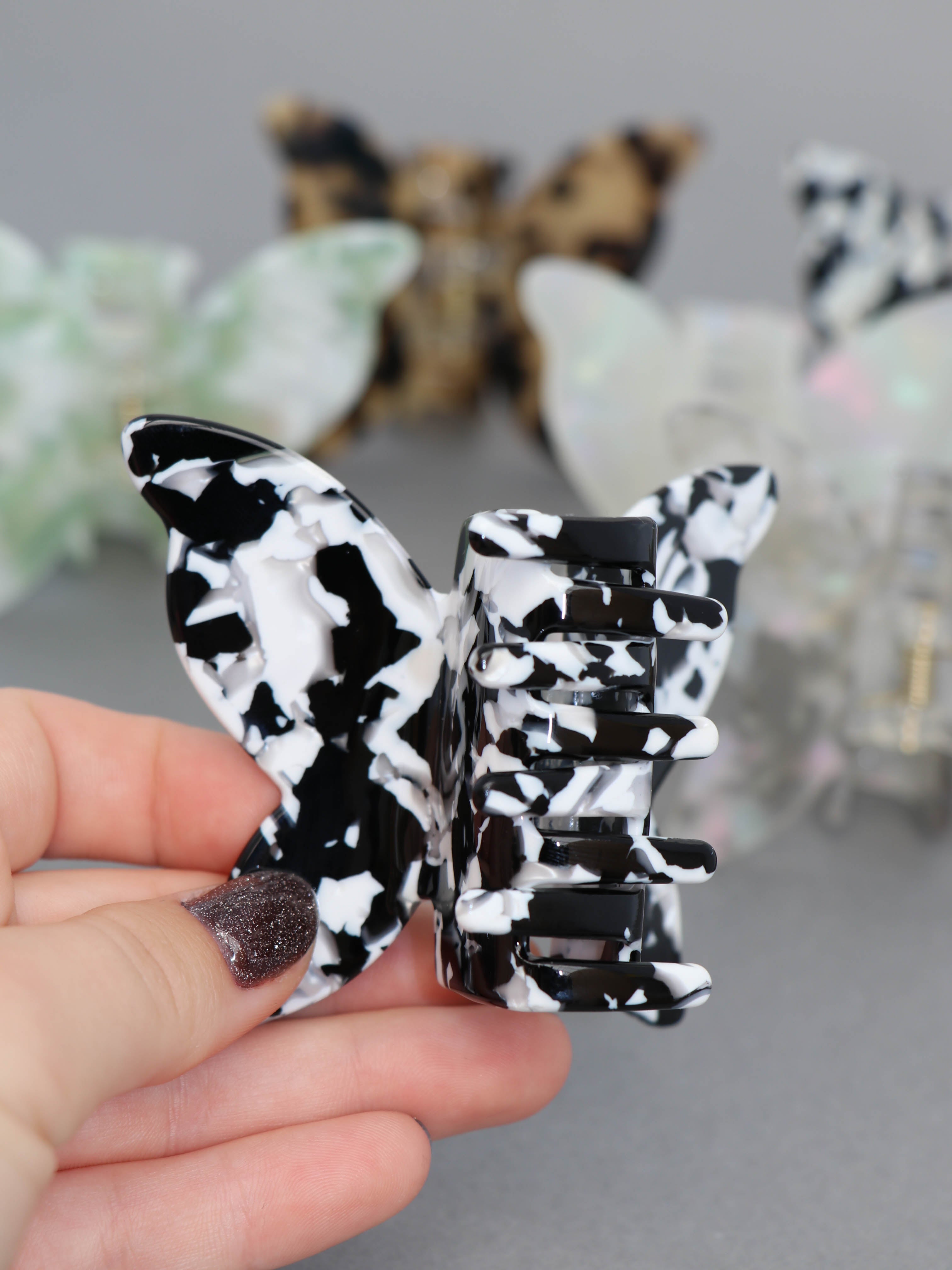 Snowflake Obsidian Sommerfugl Hårklemme